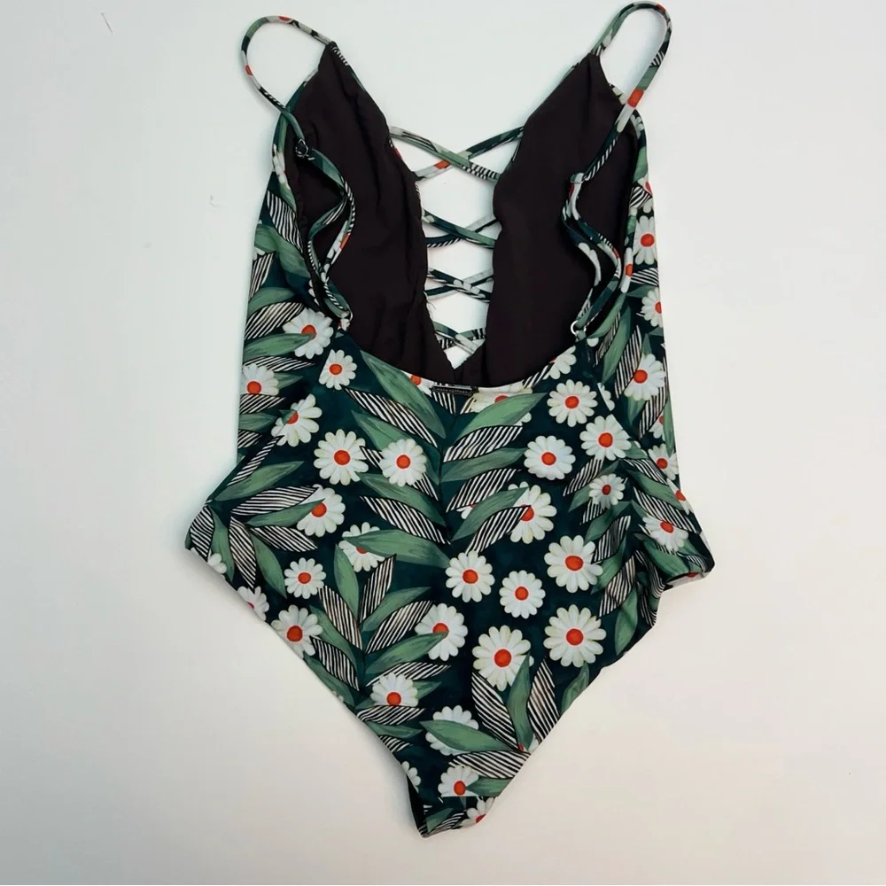 Mara Hoffman Daisy Criss Cross One Piece, Size 6 - Picture 3 of 3